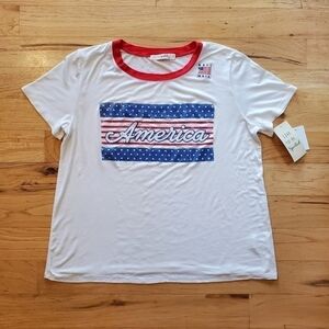Live To Be Spoiled America USA Red White Blue Women's XL Shirt NWT